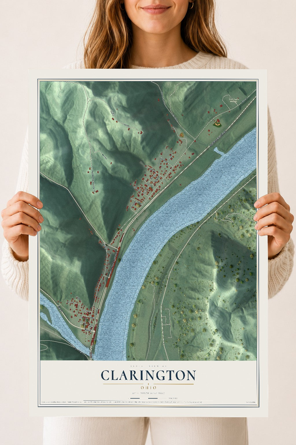 Map of Clarington, Ohio, 18 x 24 inch unframed archival matte print