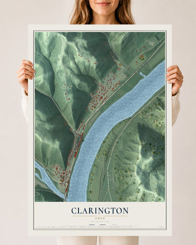 Map of Clarington, Ohio, 24 x 36 inch unframed archival matte print