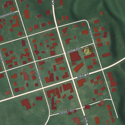 Close-up of the map of Clarksburg, Ohio print showing street and building detail