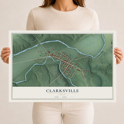 Map of Clarksville, Ohio, 12 x 18 inch unframed archival matte print