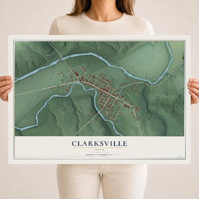 Map of Clarksville, Ohio, 18 x 24 inch unframed archival matte print