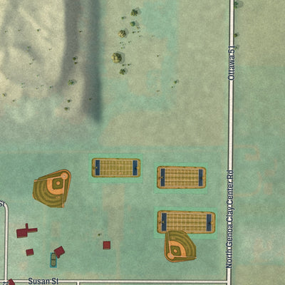 Second close-up of the map of Clay Center, Ohio print showing more streets and buildings