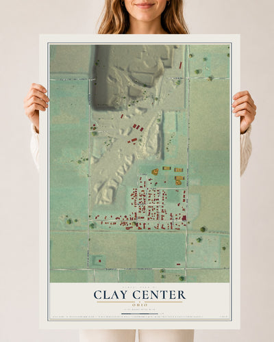 Map of Clay Center, Ohio, 24 x 36 inch unframed archival matte print