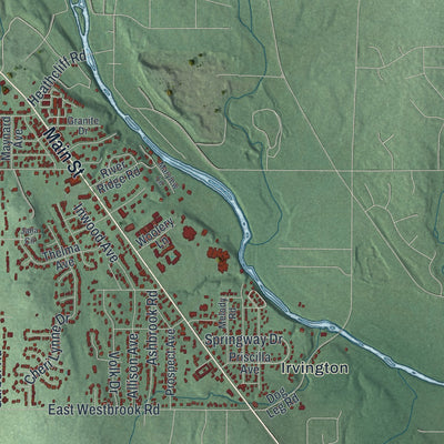 Second close-up of the map of Clayton, Ohio print showing more streets and buildings