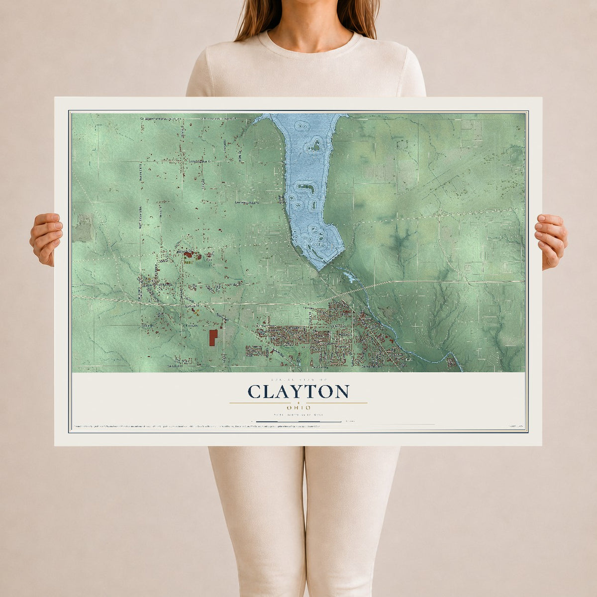 Map of Clayton, Ohio, 24 x 36 inch unframed archival matte print