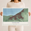 Map of Cleveland, Ohio, 12 x 18 inch unframed archival matte print