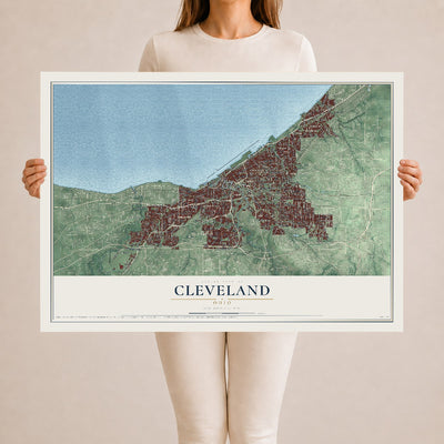 Map of Cleveland, Ohio, 24 x 36 inch unframed archival matte print