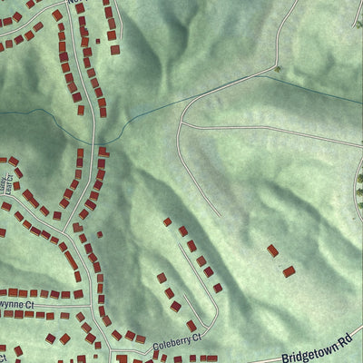 Second close-up of the map of Cleves, Ohio print showing more streets and buildings