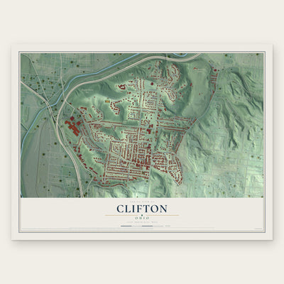 Clifton, Cincinnati, Ohio map print, the full design