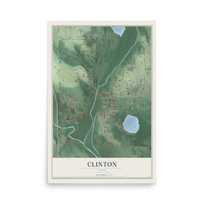 Map of Clinton, Ohio, 12 x 18 inch unframed archival matte print