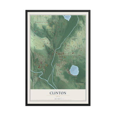 Map of Clinton, Ohio, 12 x 18 inch print in a black wood frame