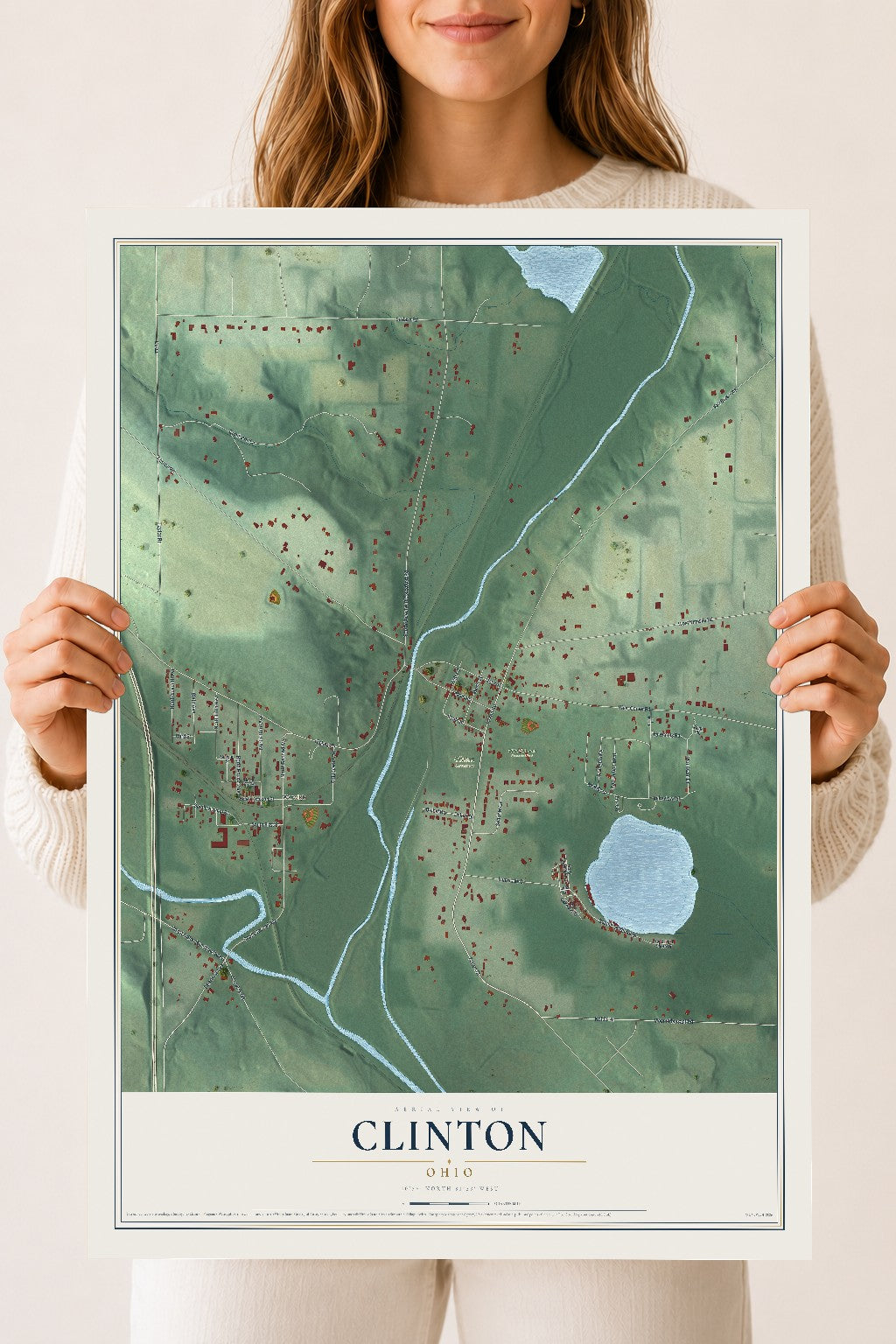 Map of Clinton, Ohio, 18 x 24 inch unframed archival matte print