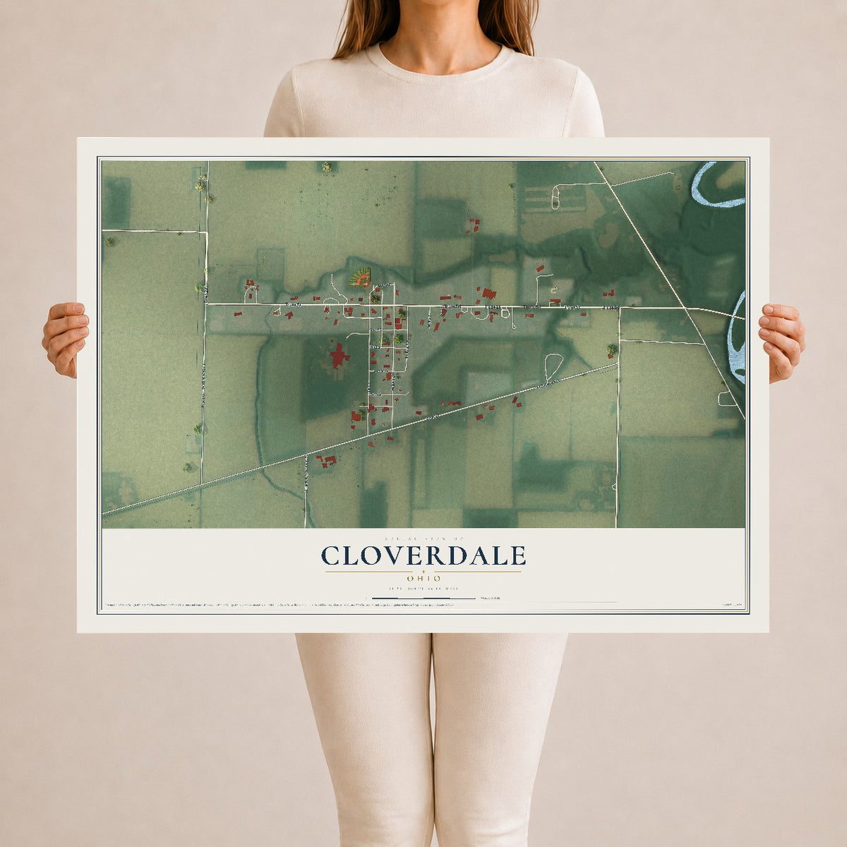 Map of Cloverdale, Ohio, 24 x 36 inch unframed archival matte print