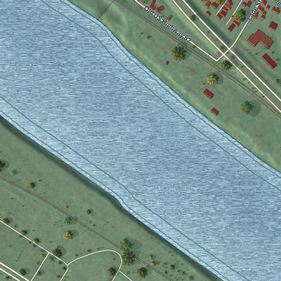 Second close-up of the map of Coal Grove, Ohio print showing more streets and buildings