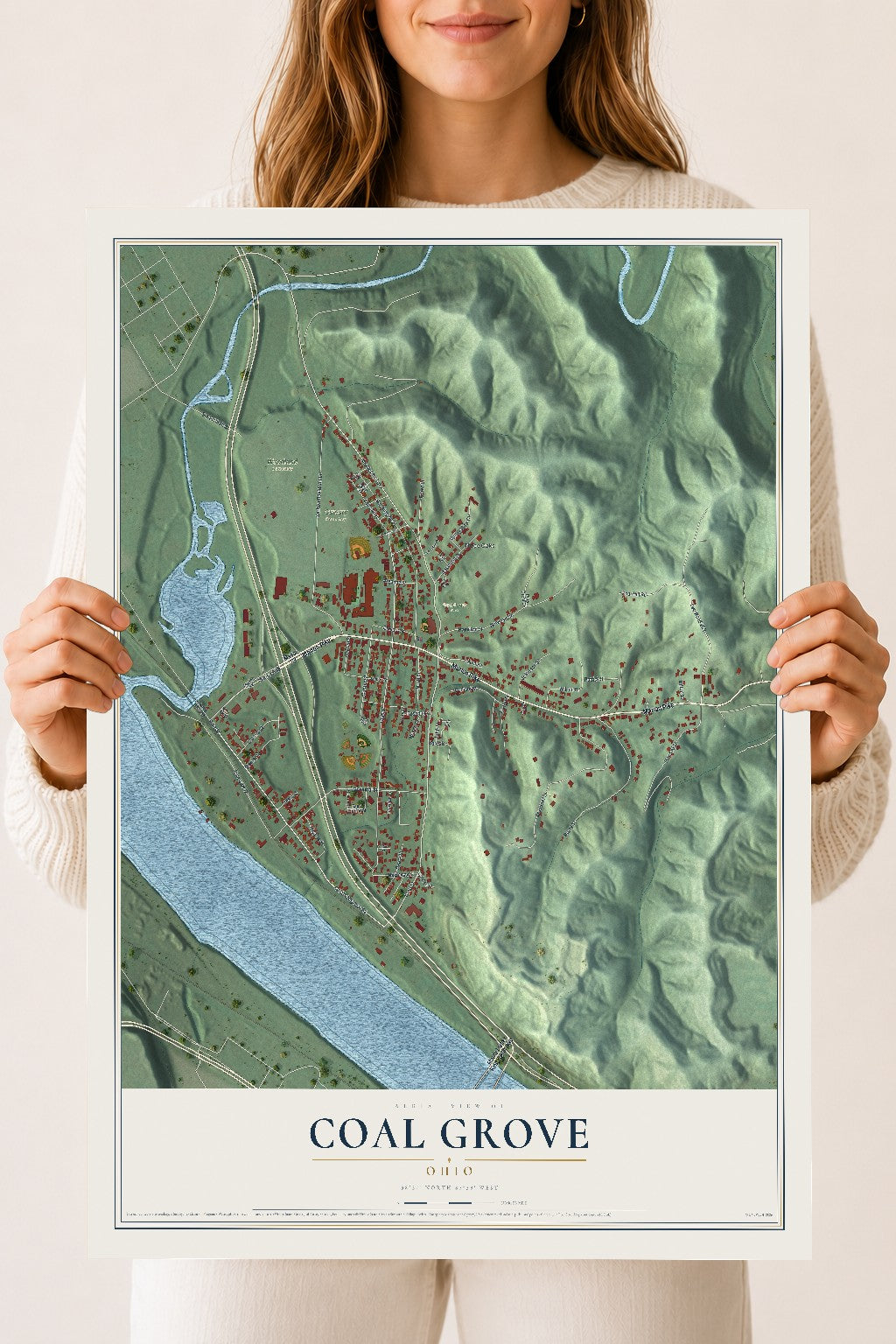 Map of Coal Grove, Ohio, 18 x 24 inch unframed archival matte print