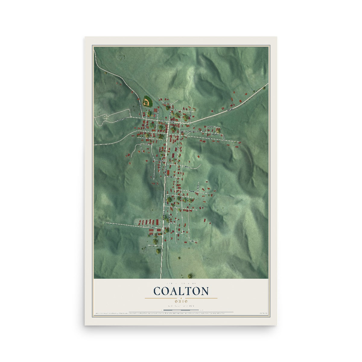 Map of Coalton, Ohio, 12 x 18 inch unframed archival matte print