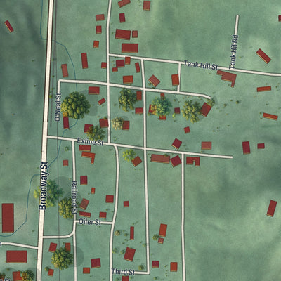 Second close-up of the map of Coalton, Ohio print showing more streets and buildings