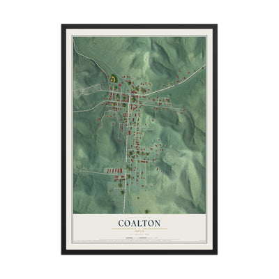 Map of Coalton, Ohio, 12 x 18 inch print in a black wood frame