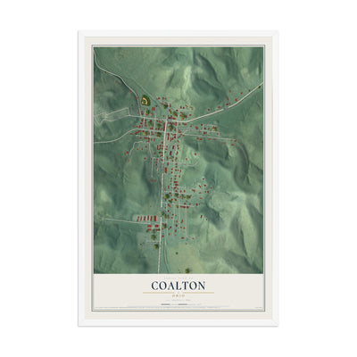 Map of Coalton, Ohio, 12 x 18 inch print in a white wood frame