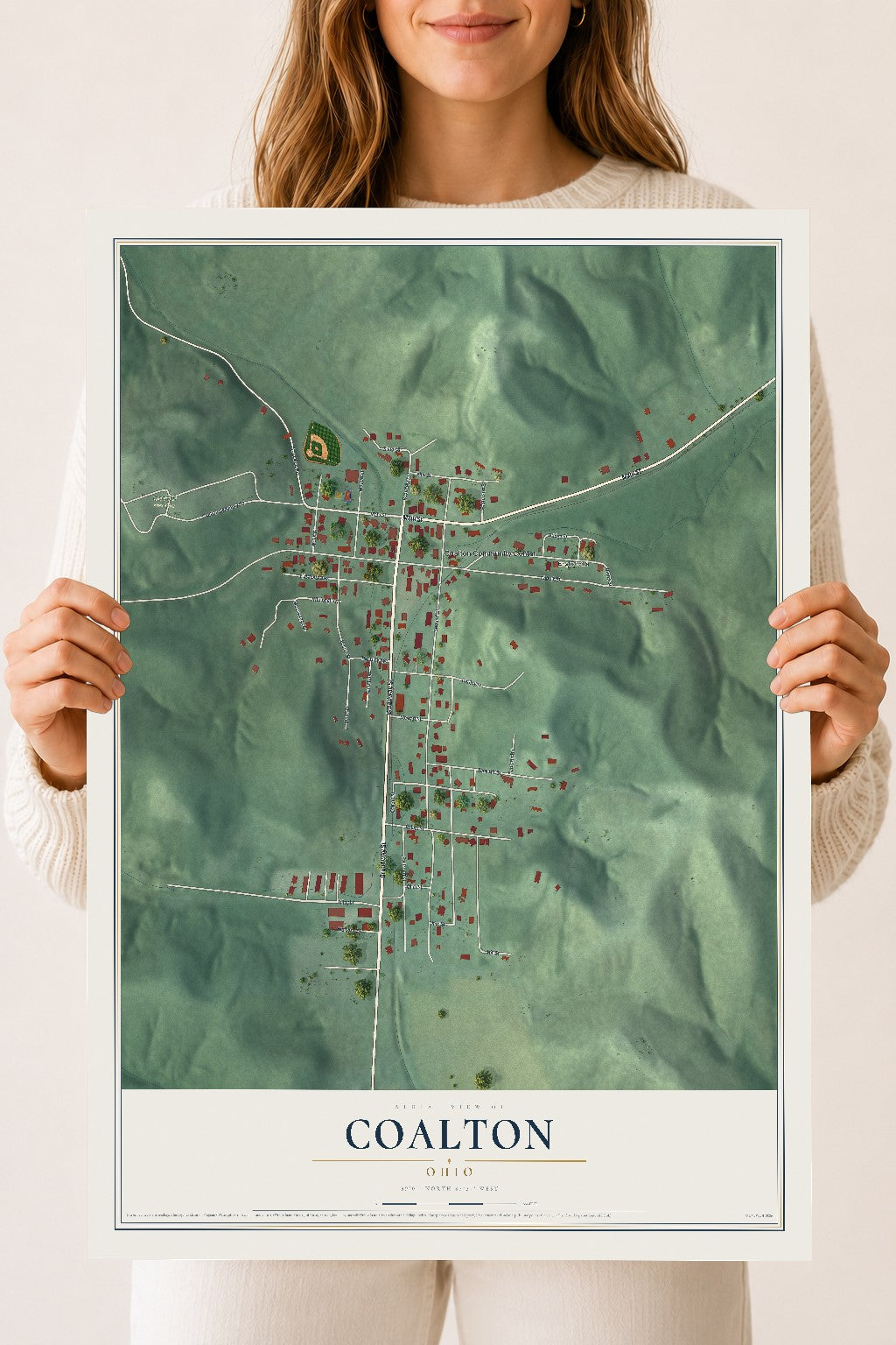 Map of Coalton, Ohio, 18 x 24 inch unframed archival matte print