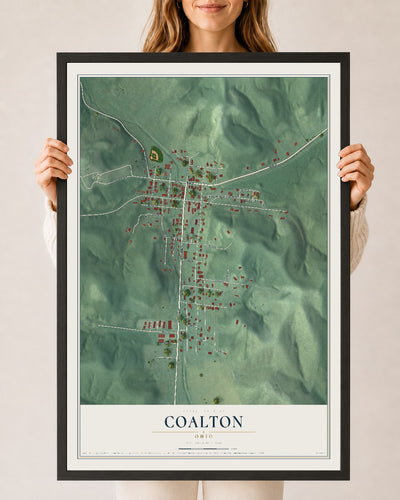 Map of Coalton, Ohio, 24 x 36 inch print in a black wood frame