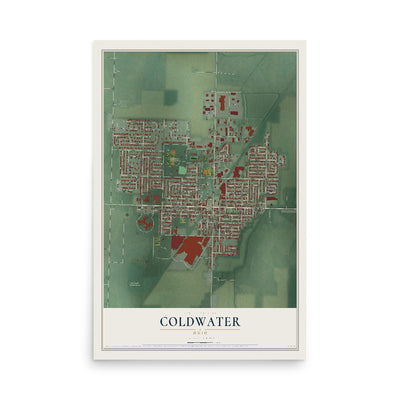 Map of Coldwater, Ohio, 12 x 18 inch unframed archival matte print