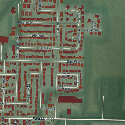 Second close-up of the map of Coldwater, Ohio print showing more streets and buildings