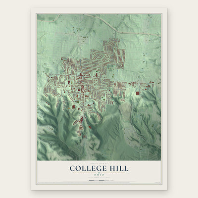 College Hill, Ohio map print, the full design