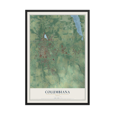 Map of Columbiana, Ohio, 12 x 18 inch print in a black wood frame