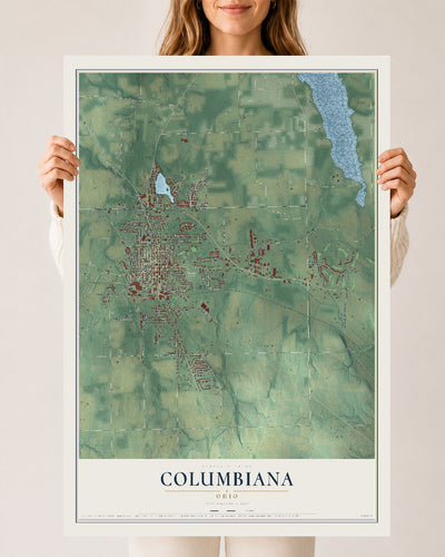 Map of Columbiana, Ohio, 24 x 36 inch unframed archival matte print