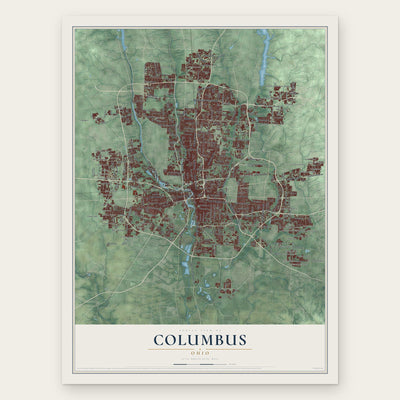 Columbus, Ohio Print map print, the full design