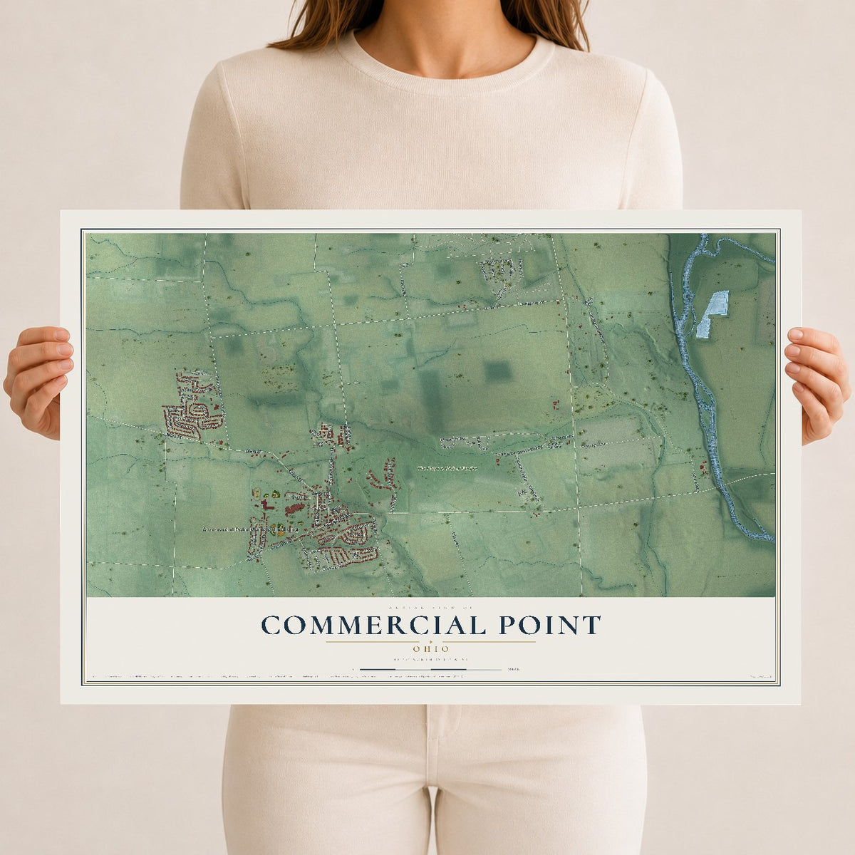 Map of Commercial Point, Ohio, 12 x 18 inch unframed archival matte print