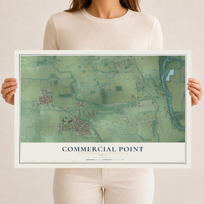 Map of Commercial Point, Ohio, 12 x 18 inch unframed archival matte print