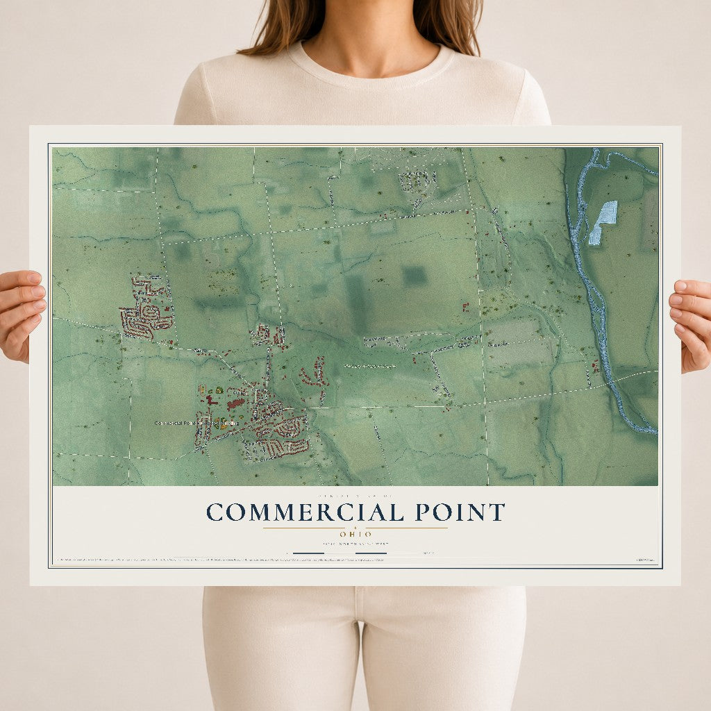 Map of Commercial Point, Ohio, 18 x 24 inch unframed archival matte print