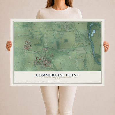 Map of Commercial Point, Ohio, 24 x 36 inch unframed archival matte print