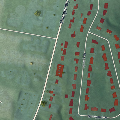 Close-up of the map of Concorde Hills, Ohio print showing street and building detail