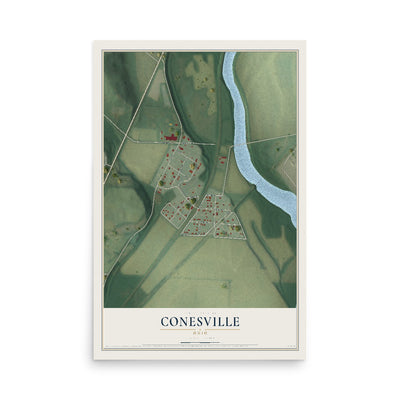 Map of Conesville, Ohio, 12 x 18 inch unframed archival matte print