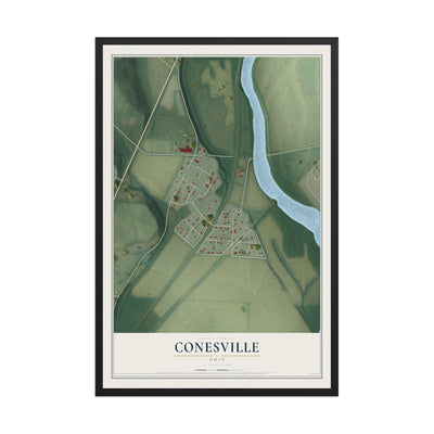 Map of Conesville, Ohio, 12 x 18 inch print in a black wood frame