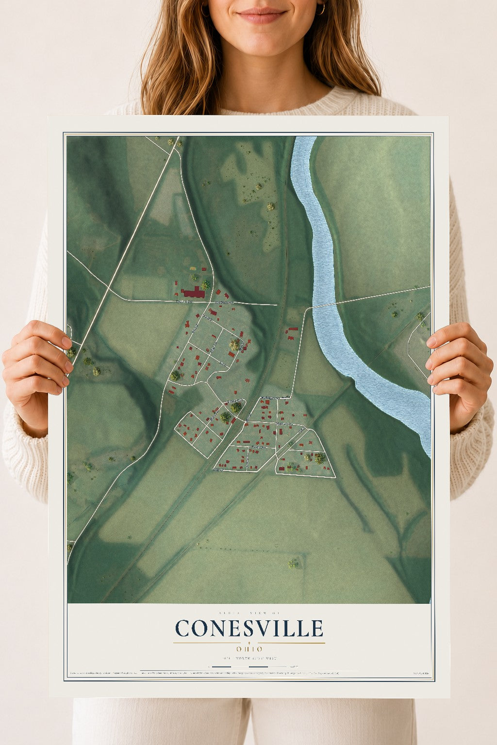 Map of Conesville, Ohio, 18 x 24 inch unframed archival matte print