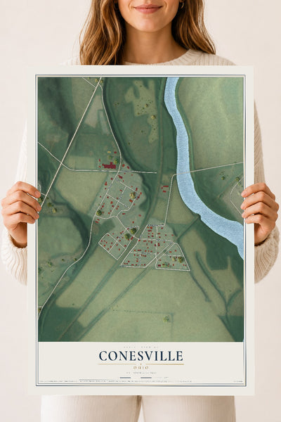 Map of Conesville, Ohio, 18 x 24 inch unframed archival matte print