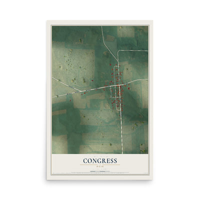 Map of Congress, Ohio, 12 x 18 inch unframed archival matte print