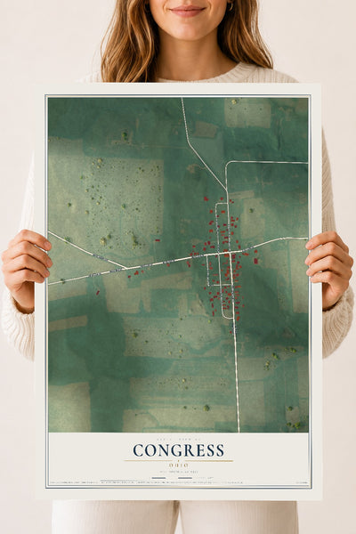 Map of Congress, Ohio, 18 x 24 inch unframed archival matte print