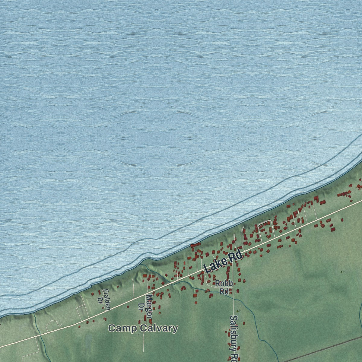 Second close-up of the map of Conneaut, Ohio print showing more streets and buildings