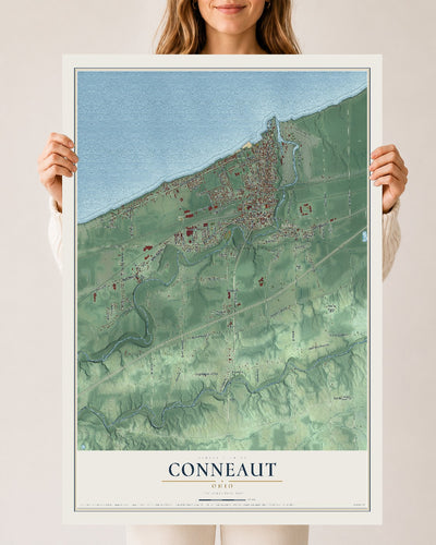 Map of Conneaut, Ohio, 24 x 36 inch unframed archival matte print