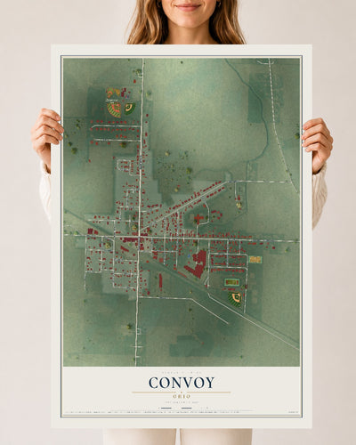 Map of Convoy, Ohio, 24 x 36 inch unframed archival matte print