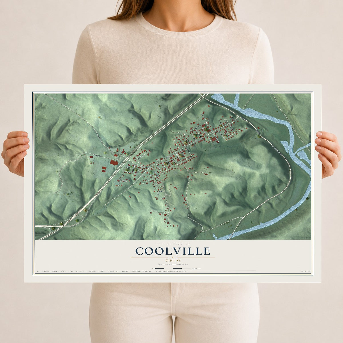 Map of Coolville, Ohio, 12 x 18 inch unframed archival matte print
