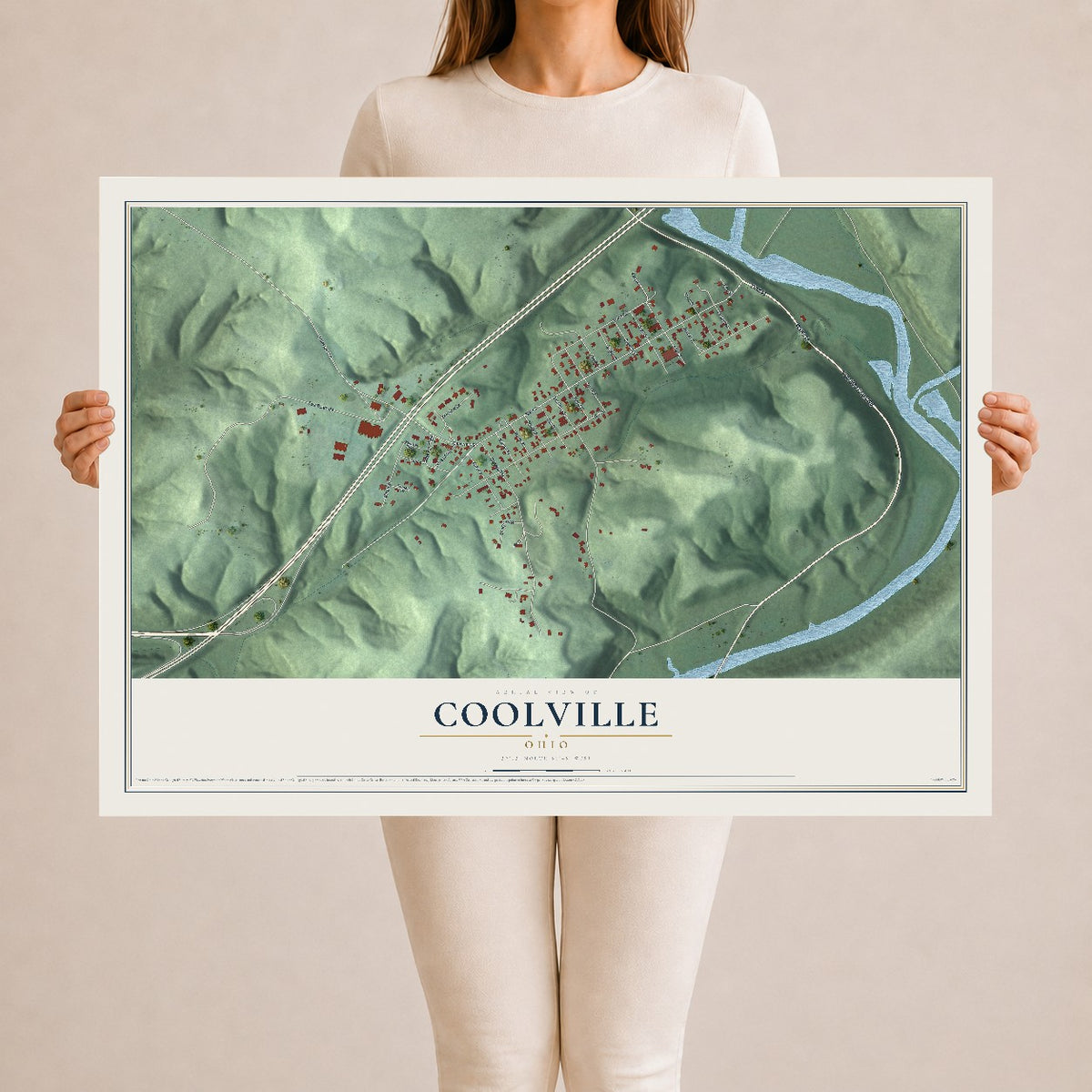 Map of Coolville, Ohio, 24 x 36 inch unframed archival matte print