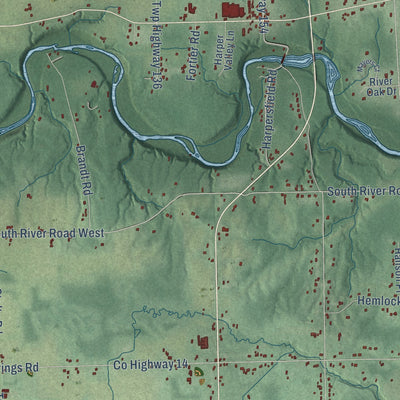 Close-up of the map of Cork, Ohio print showing street and building detail