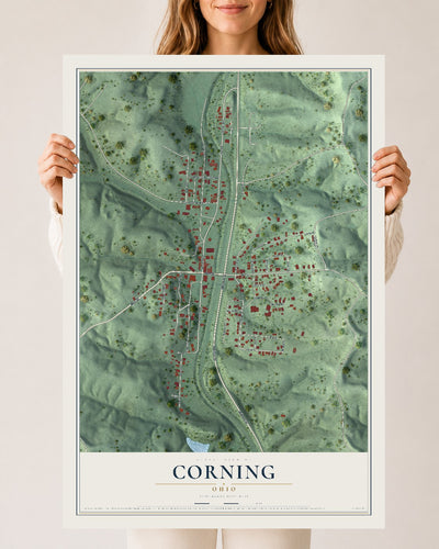 Map of Corning, Ohio, 24 x 36 inch unframed archival matte print