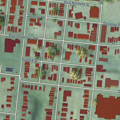 Close-up of the map of Corryville, Ohio print showing street and building detail